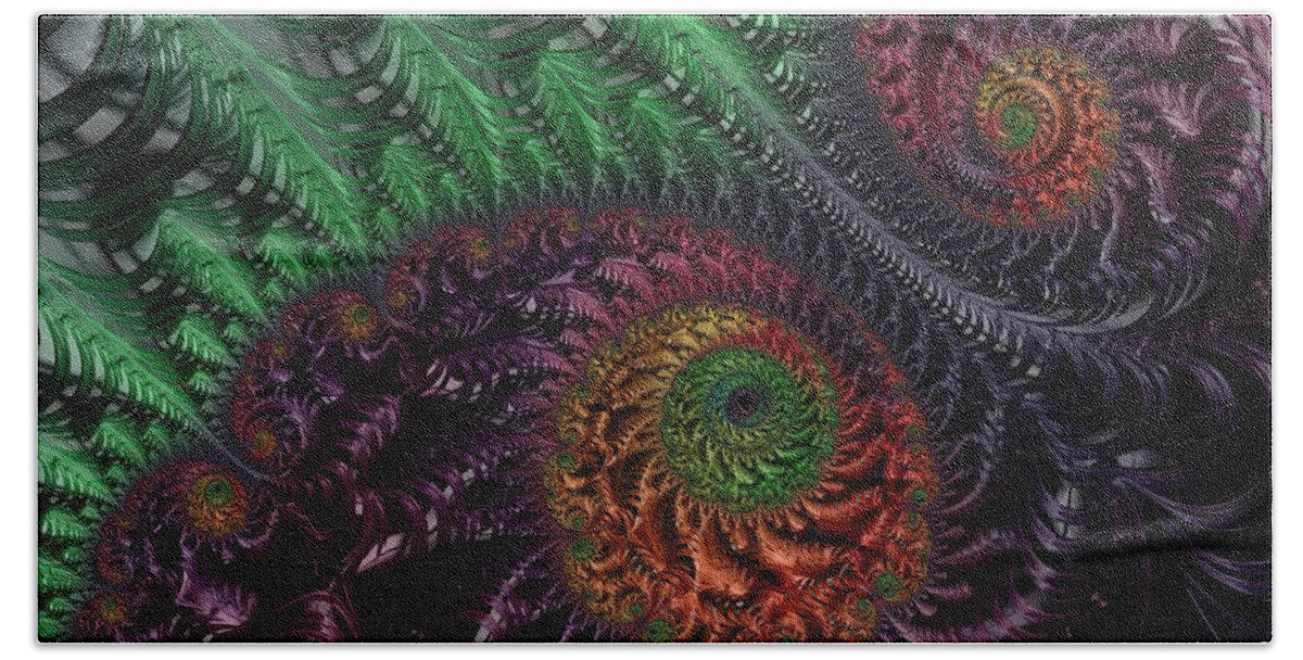 Fractal Hand Towel featuring the digital art Peacock's Eye by Paisley O'Farrell