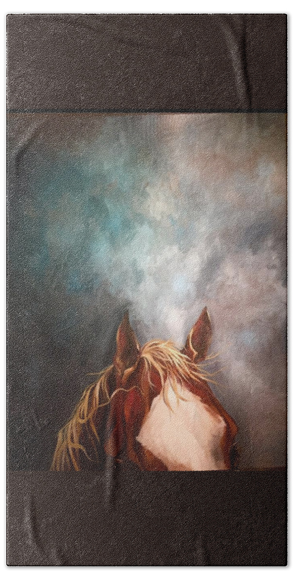 Horse Bath Towel featuring the painting Peekaboo by Heather Roddy