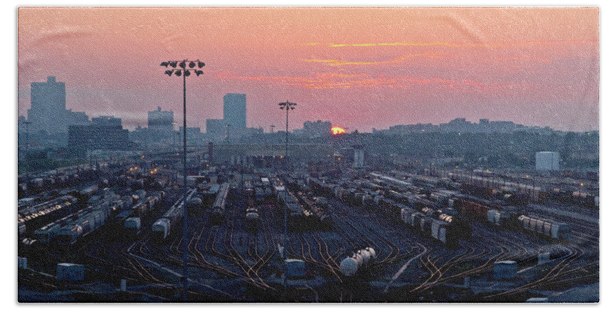 Railyard Hand Towel featuring the digital art Peaking Over the Horizon by Linda Unger