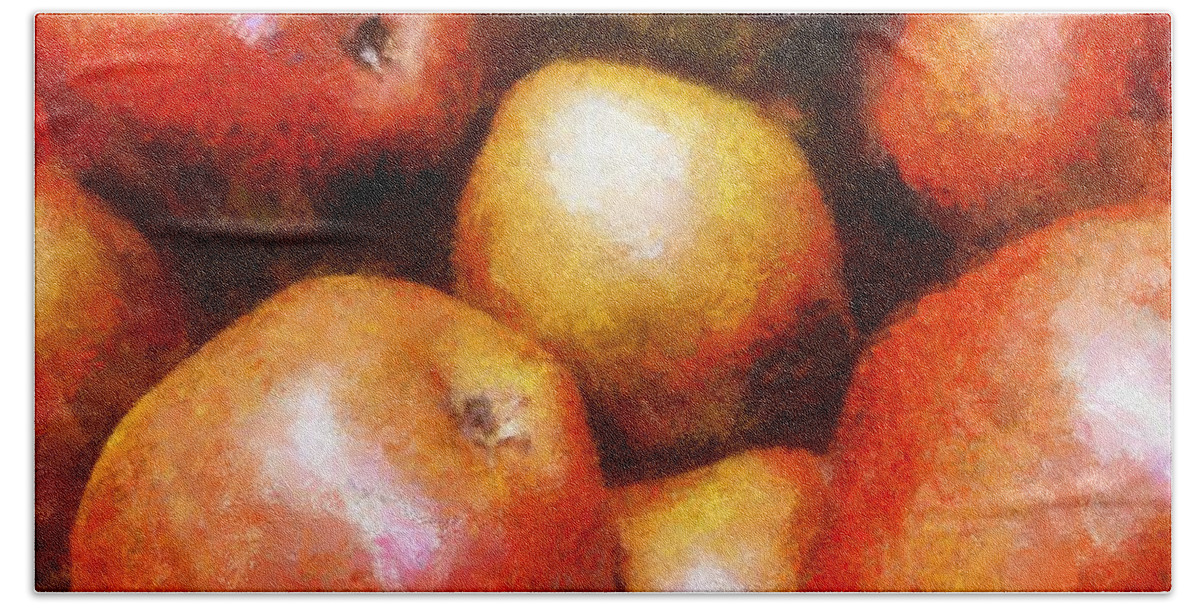 Fruit Bath Towel featuring the painting Pears d'Anjou by RC DeWinter
