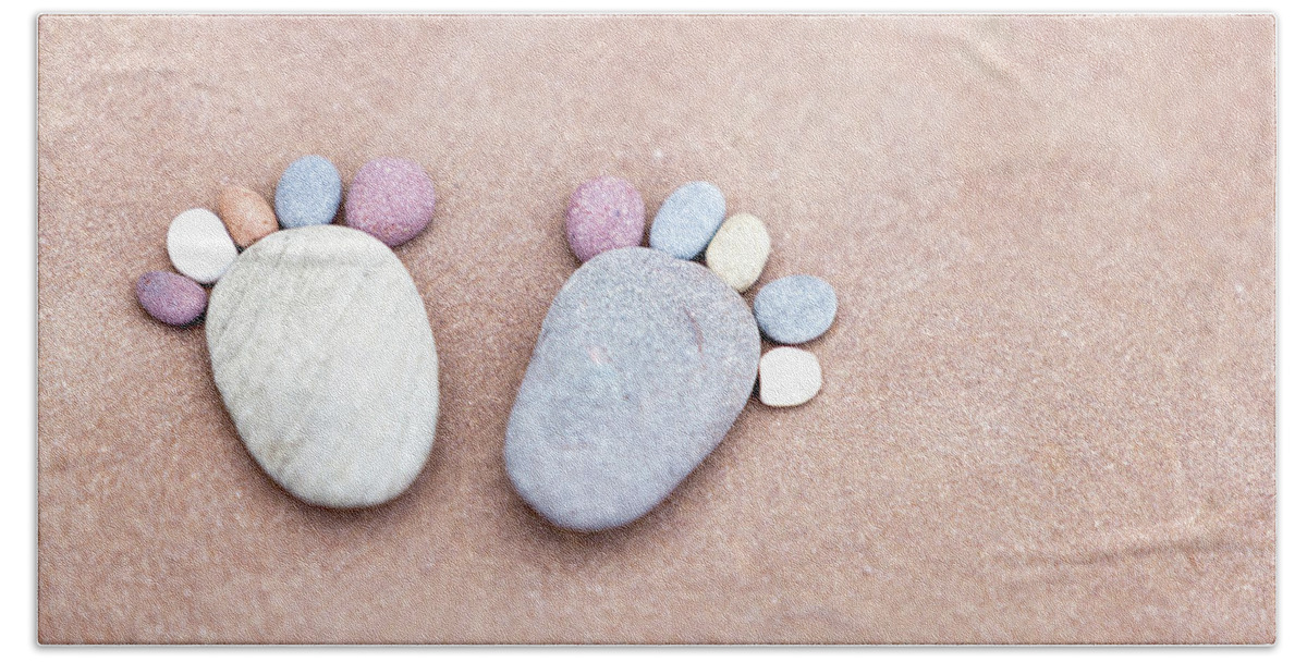 Abstract Bath Towel featuring the photograph Pebble Feet by Anita Nicholson