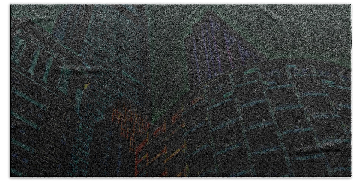 City Hand Towel featuring the digital art Pedestrian Urban Sunset by Vincent Green