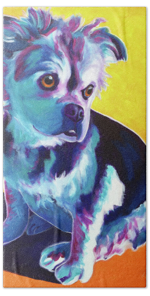 Pekatzu Art Hand Towel featuring the painting Pekatzu - Lucy Lu by Dawg Painter