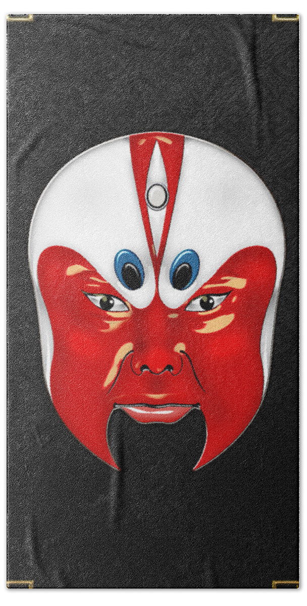 Treasures Of China By Serge Averbukh Bath Towel featuring the photograph Peking Opera Masks - Wen Zhong by Serge Averbukh