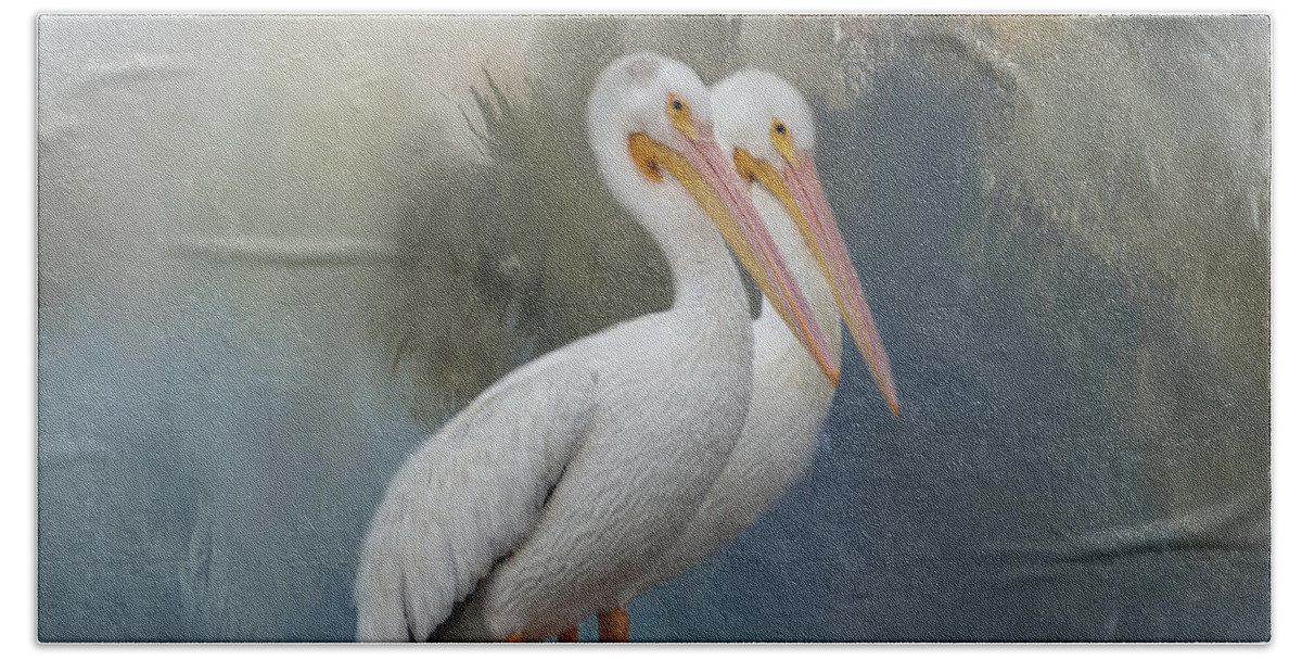 Pelican Bath Towel featuring the photograph Pelican Pair by Kim Hojnacki