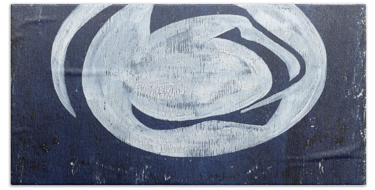 Penn State Bath Towel featuring the painting Penn State by Debbie DeWitt