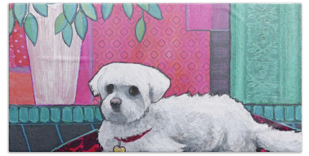 Maltese Bath Towel featuring the painting Penny by Ande Hall