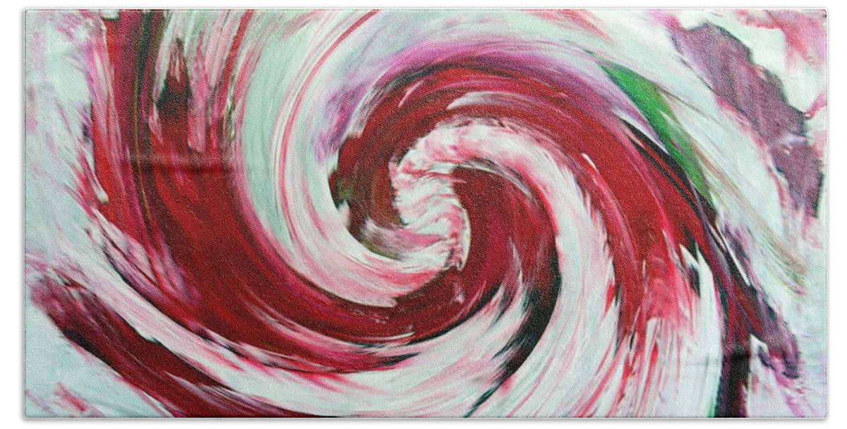Peppermint Stick Candy Bath Towel featuring the painting Peppermint Stick by Dawn Hough Sebaugh