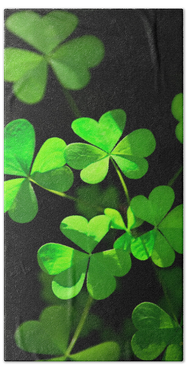 Clover Bath Towel featuring the photograph Perfect Green Shamrock Clovers by Christina Rollo