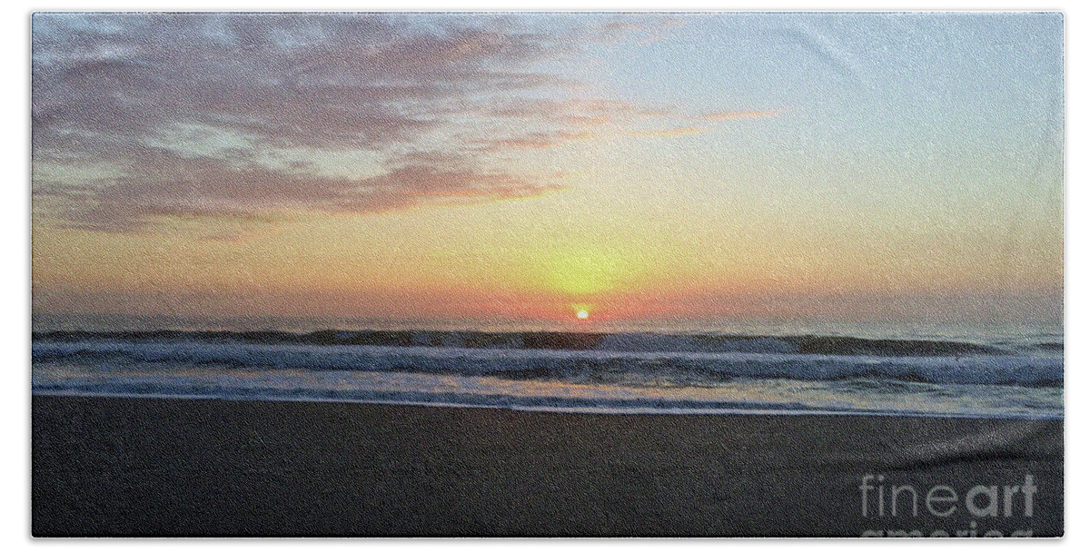 Landscape Bath Towel featuring the photograph Perfect Jersey Shore Sunrise by Mary Haber