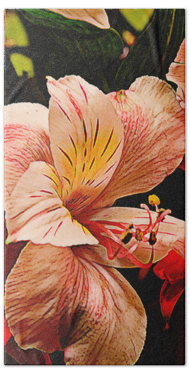 Yellow Bath Towel featuring the photograph Peruvian Lily Grain by Bill and Linda Tiepelman