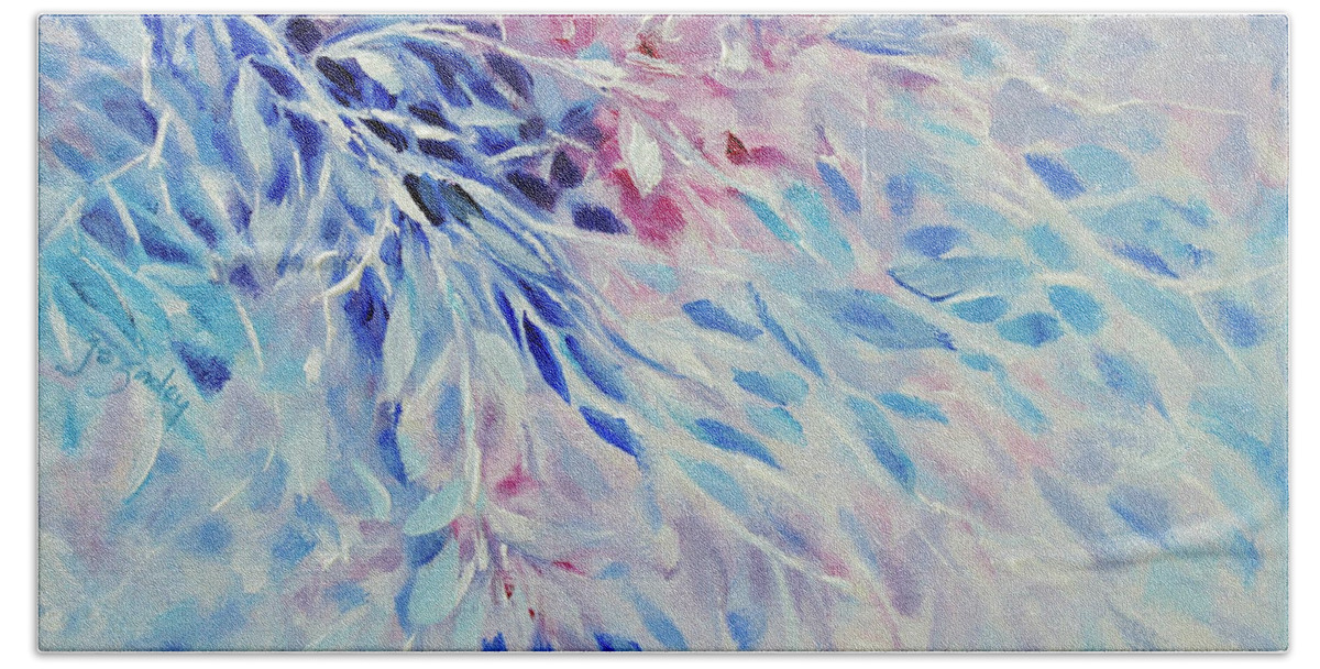 Floral Bath Towel featuring the painting Petals and Ice by Jo Smoley