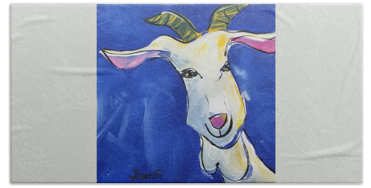 Goat Hand Towel featuring the painting Pete by Terri Einer