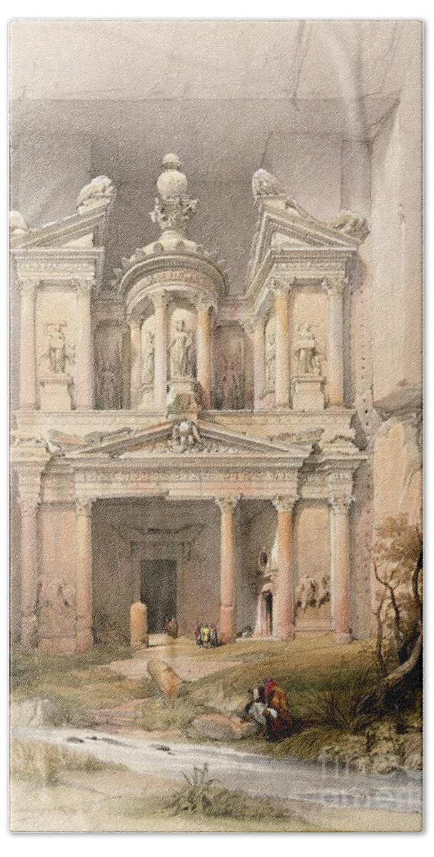 Petra Hand Towel featuring the painting Petra by David Roberts