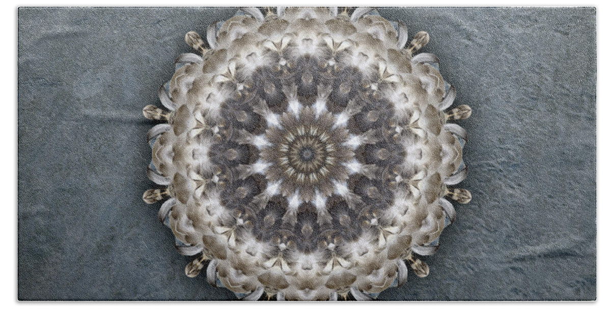 Kaleidoscope Hand Towel featuring the digital art Petrel Feather Mandala by Martha Miller