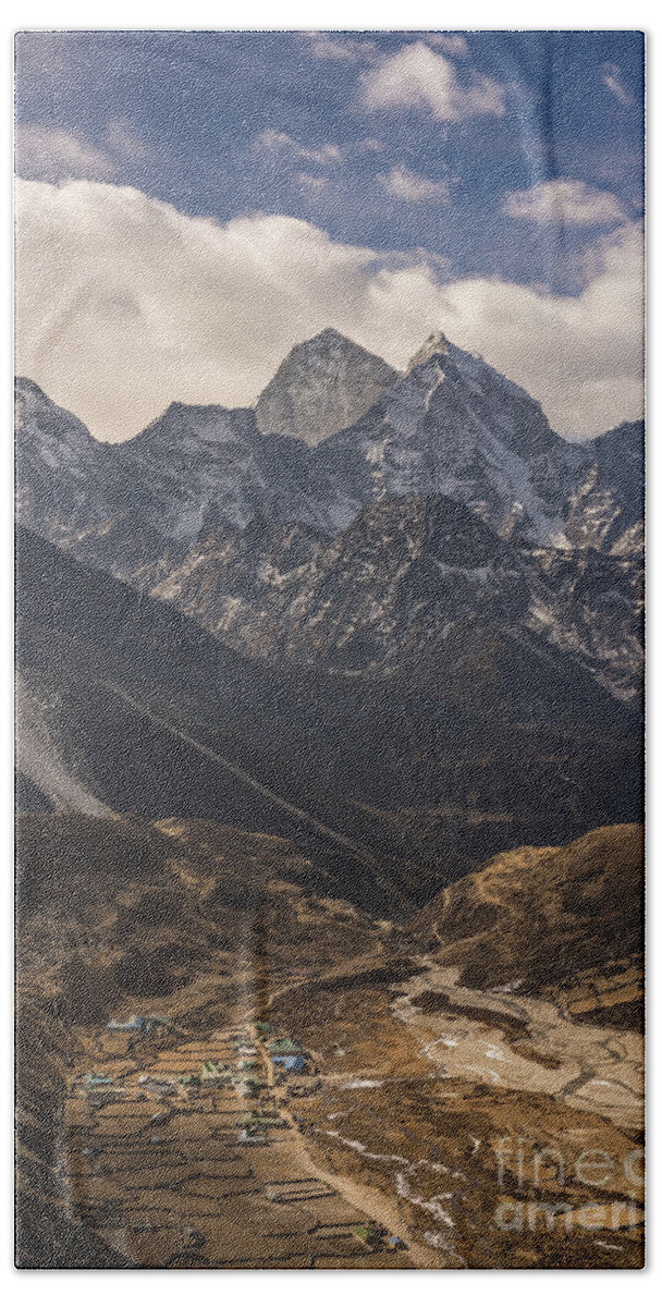 Everest Base Camp Trek Hand Towel featuring the photograph Pheriche in the Valley by Mike Reid