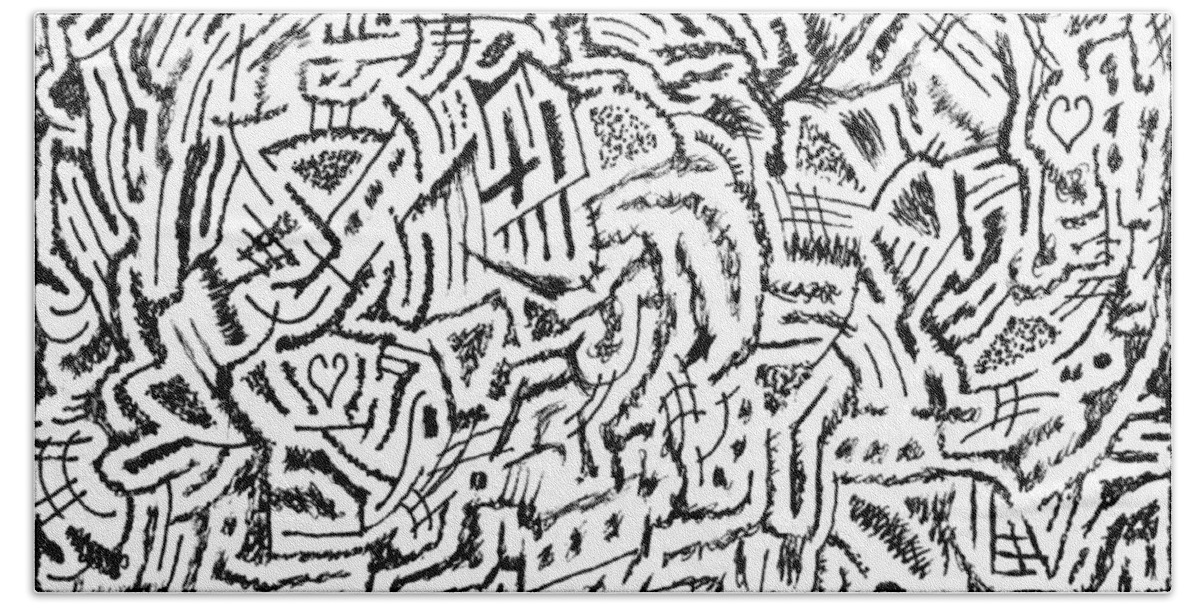 Mazes Bath Towel featuring the drawing Phlogiston by Steven Natanson