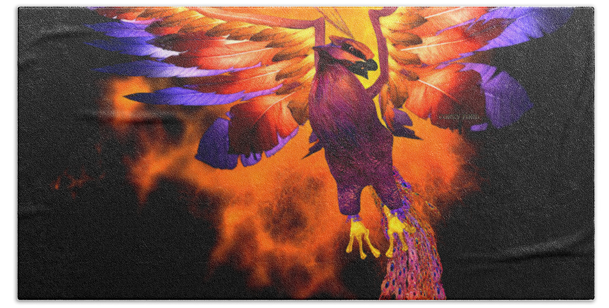 Phoenix Bath Towel featuring the painting Phoenix Bird by Corey Ford