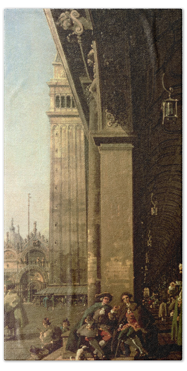 Canaletto Bath Towel featuring the painting Piazza di San Marco and the Colonnade of the Procuratie Nuove by Canaletto