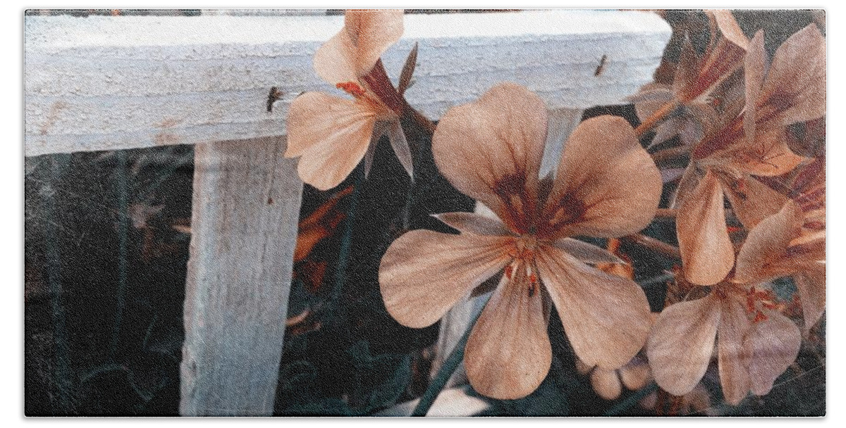 Photography Bath Towel featuring the photograph Picket Fence Blooms by Kathleen Messmer