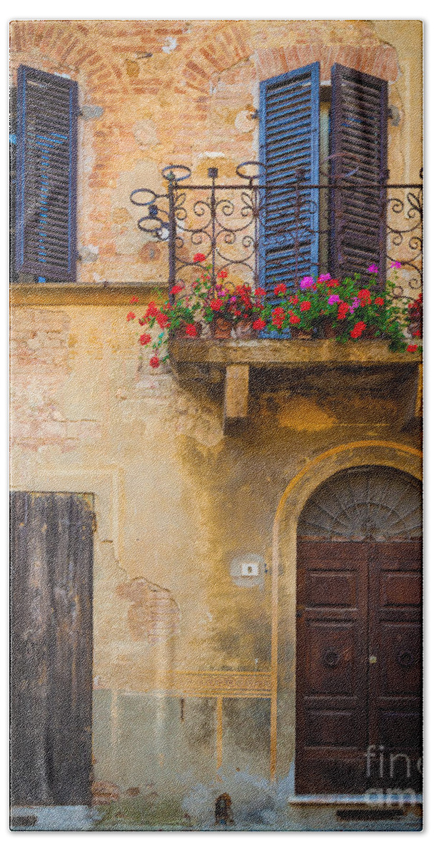 Europe Hand Towel featuring the photograph Pienza Balcony by Inge Johnsson