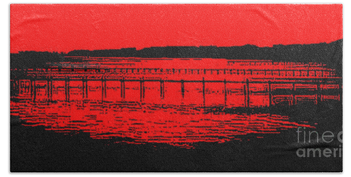 Pier Red Beach Ocean Hand Towel featuring the photograph Pier to Pier by James and Donna Daugherty