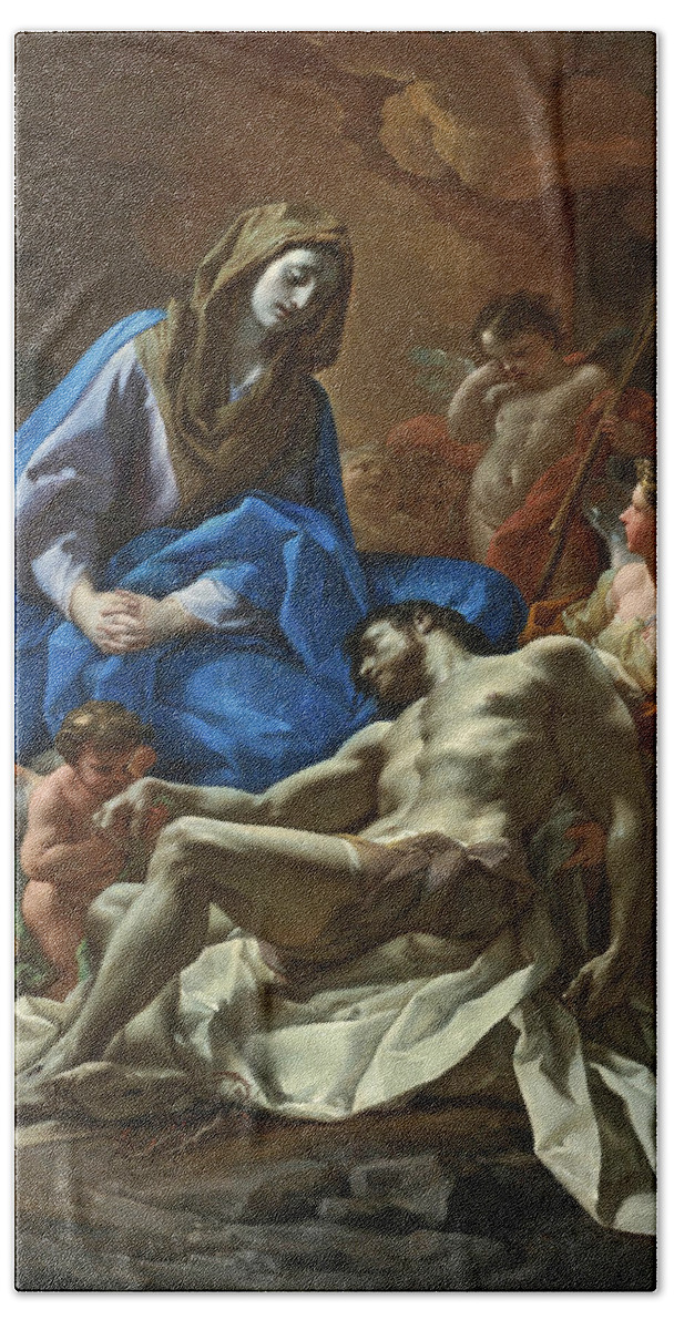 Corrado Giaquinto Bath Towel featuring the painting Pieta by Corrado Giaquinto