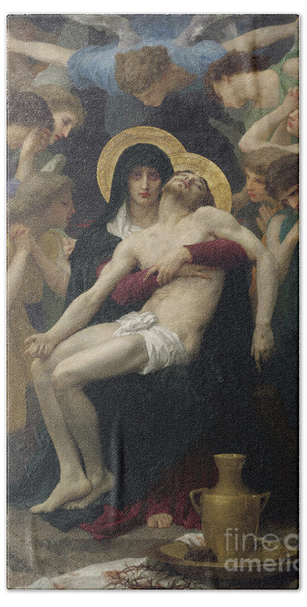 Pieta Hand Towel featuring the painting Pieta by William Adolphe Bouguereau
