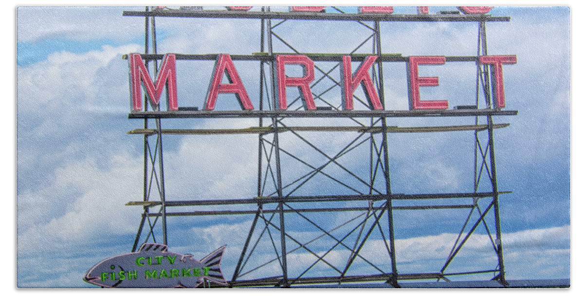 Seattle Bath Towel featuring the photograph Pike Street Market by John Greco