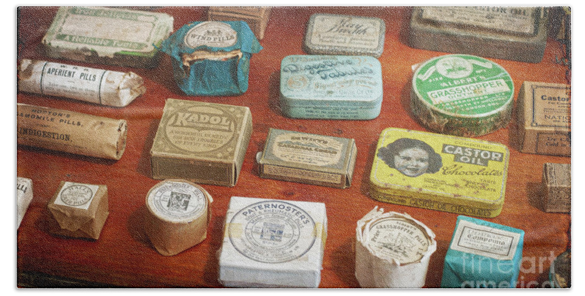 Chemist Hand Towel featuring the photograph Pills, powders and ointments by Russell Brown