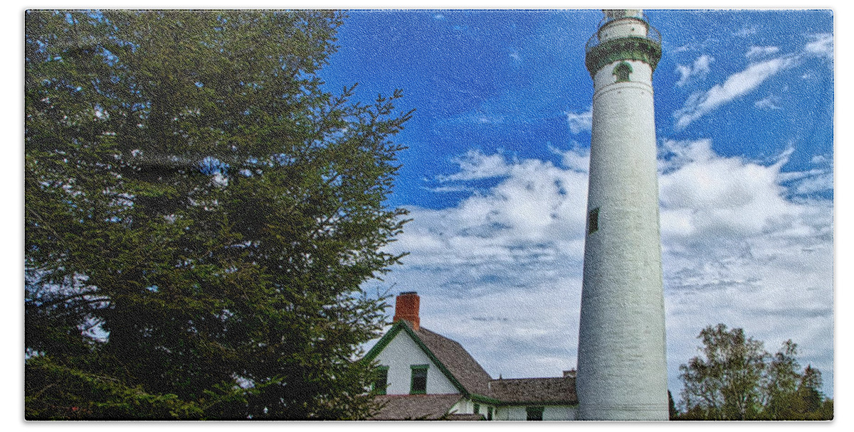 Hdr Photography Bath Towel featuring the photograph Pine at New Presque Isle Light by Richard Gregurich
