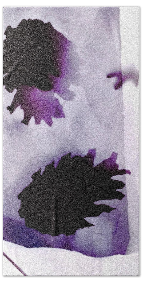 Photogram Bath Towel featuring the photograph Pine cones ultra violet and white by Itsonlythemoon