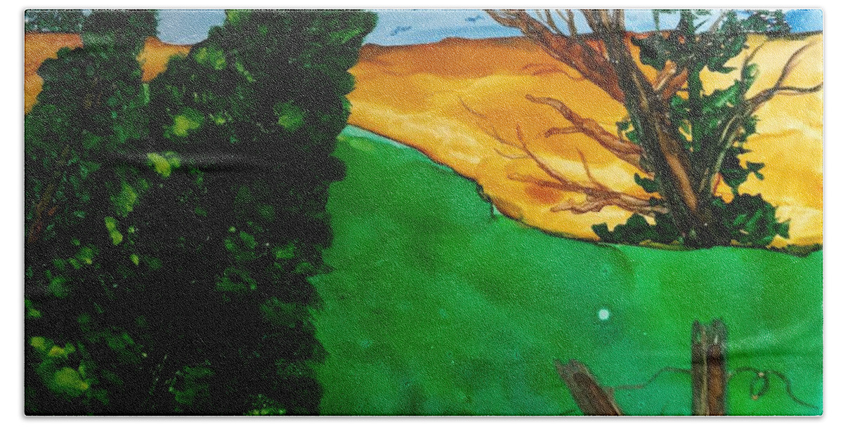 Alcohol Hand Towel featuring the painting Pine Ridge by Terri Mills