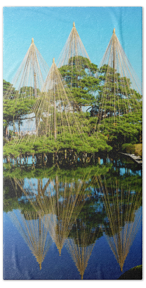 Landscape Hand Towel featuring the photograph Pine tree protection from Snow by Hisao Mogi