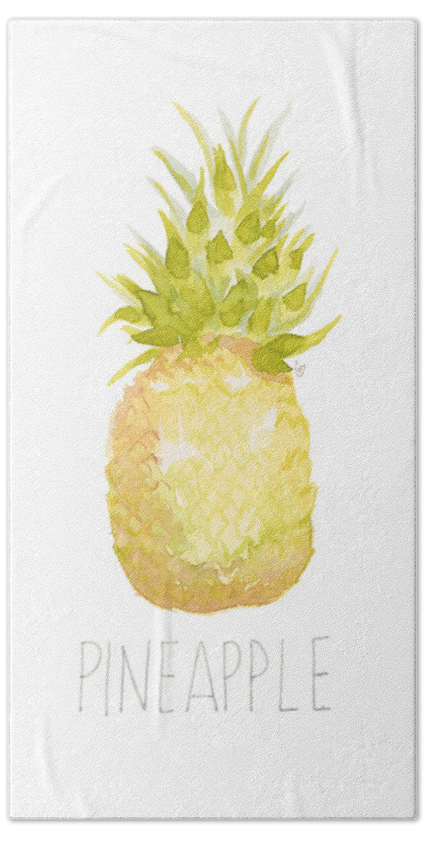 Pineapple Hand Towel featuring the painting Pineapple by Cindy Garber Iverson