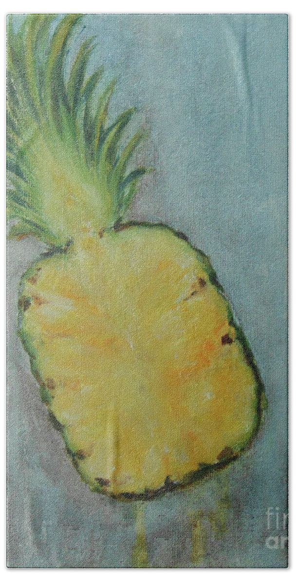 Still Life Hand Towel featuring the painting Pineapple by Jane See