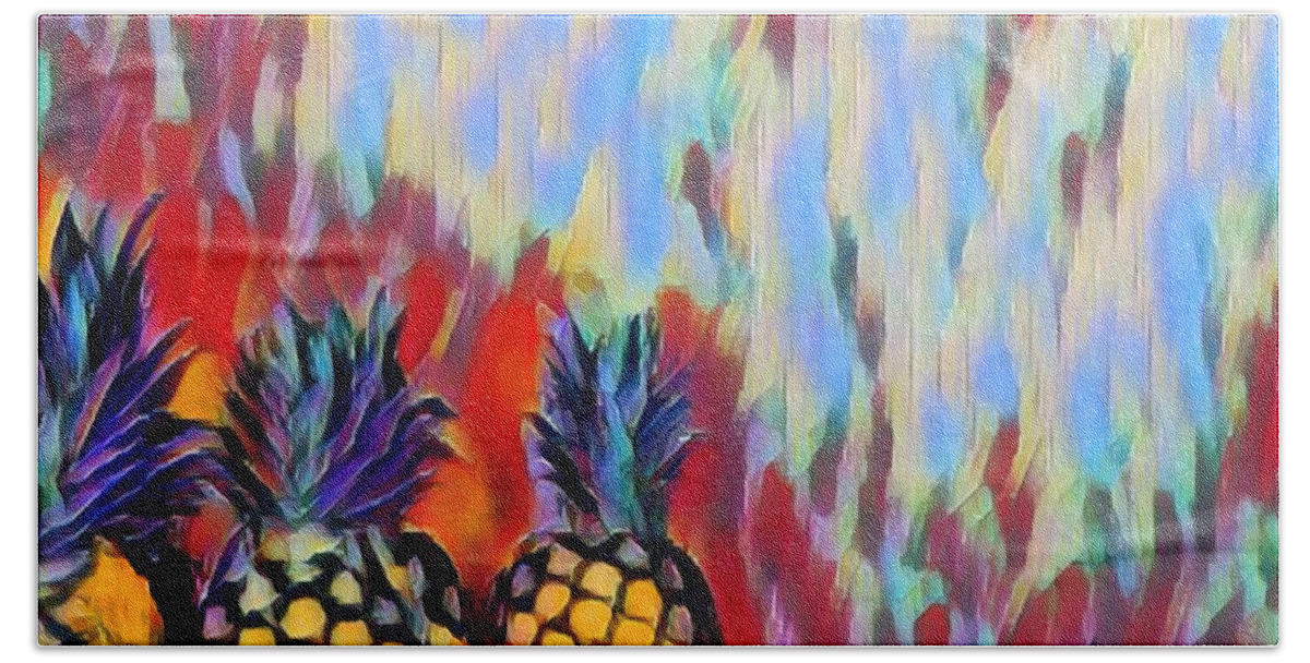 Pineapple Bath Towel featuring the painting Pineapples 3 by Chris Butler