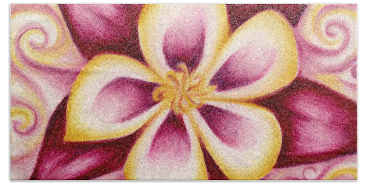 Flower Image Bath Towel featuring the drawing Pink and Yellow Columbine Flower Drawing by Kristin Aquariann