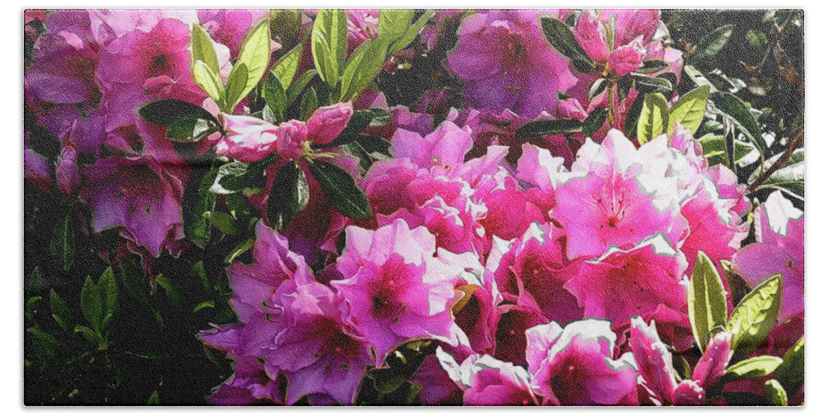 Flowers Hand Towel featuring the photograph Pink Azaleas by Ed Stines