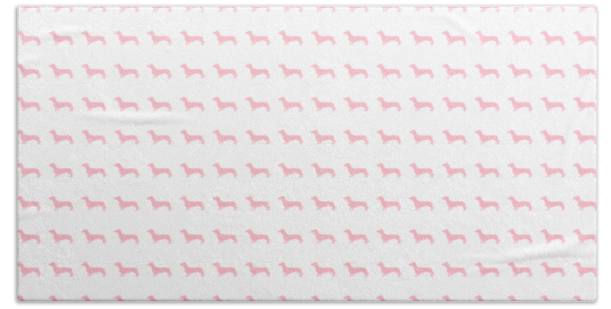 Pink Dachshunds Bath Towel featuring the digital art Pink Dachsunds by Leah McPhail