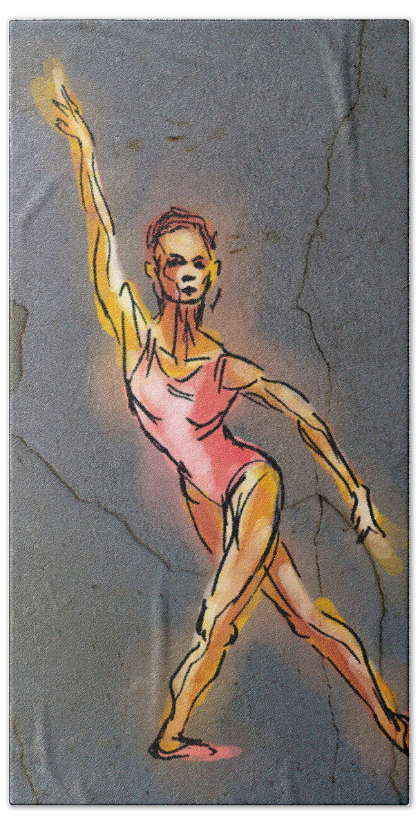 Dancer Bath Towel featuring the digital art Pink Dancer by Michael Kallstrom