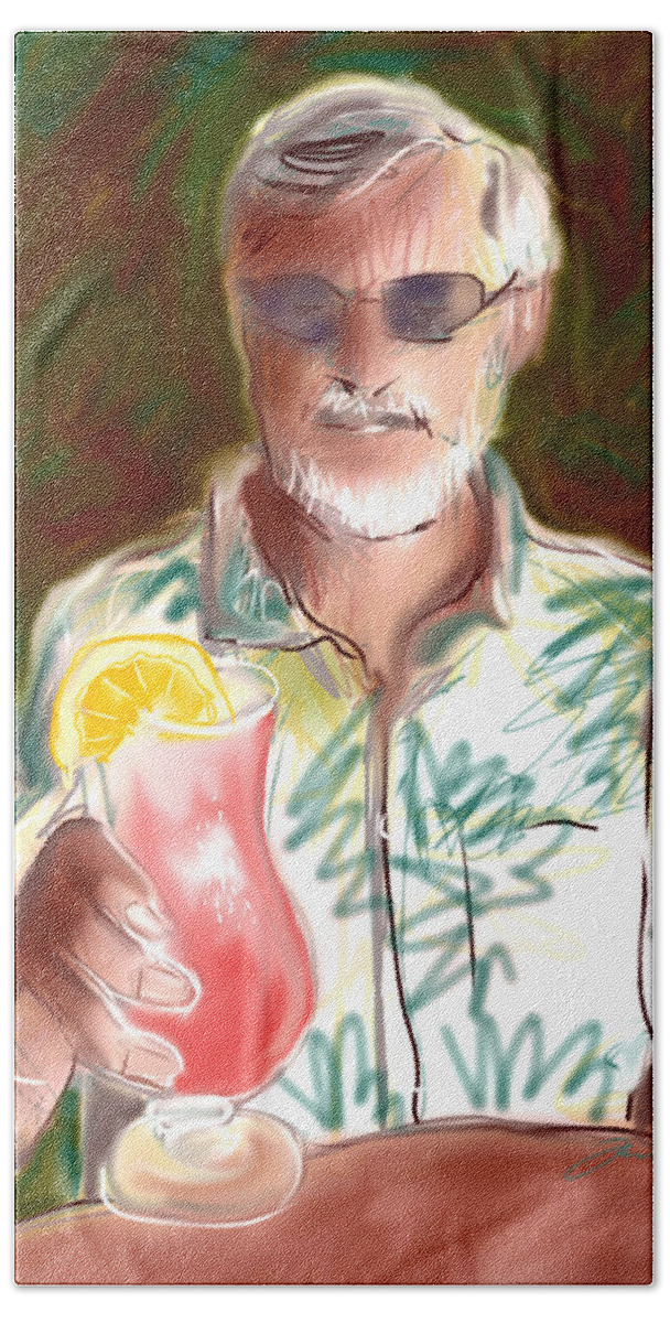 Tropical Hand Towel featuring the painting Pink Drink by Jean Pacheco Ravinski