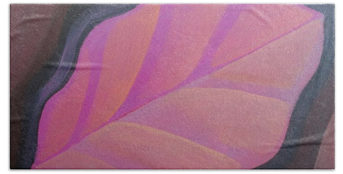 Pink Hand Towel featuring the painting Pink Leaf by Helena Tiainen