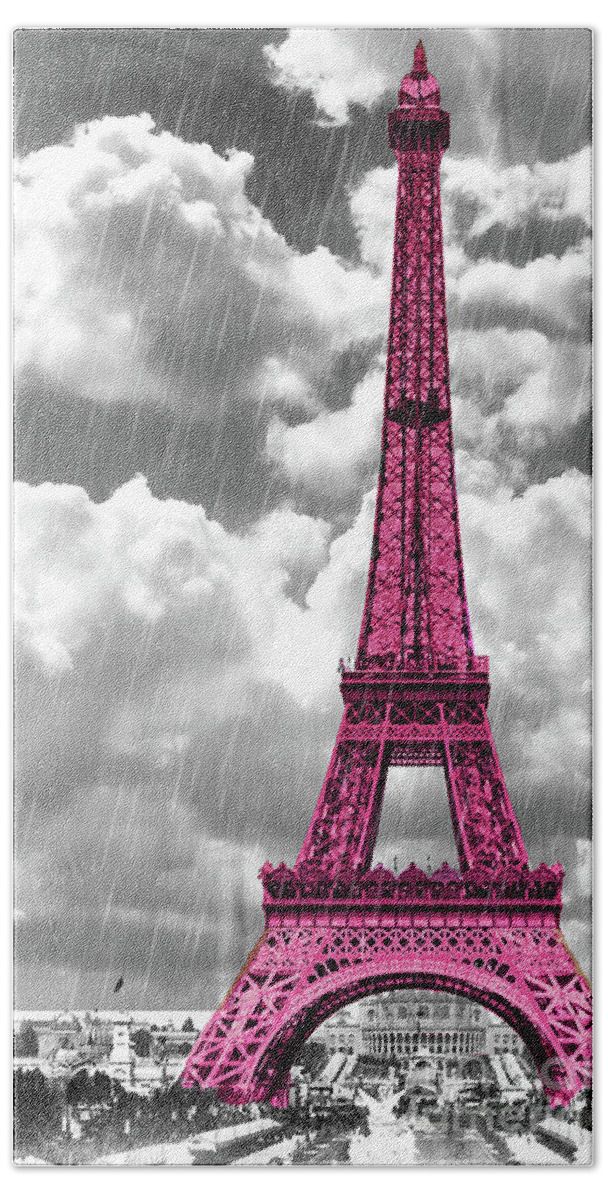 Eiffel Tower Hand Towel featuring the photograph Pink Paris II by Mindy Sommers