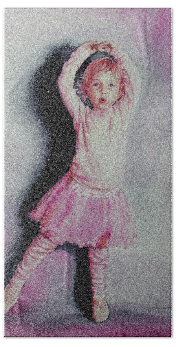 Dancer Hand Towel featuring the painting Pink Pirouette by Emily Olson