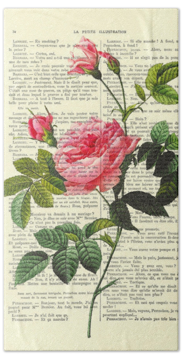 Flower Hand Towel featuring the digital art Pink roses, valentines day gift by Madame Memento
