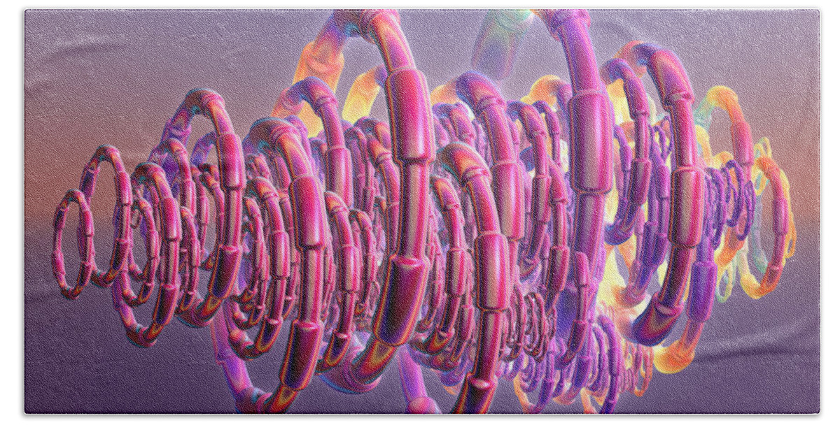 Digital Art Bath Towel featuring the digital art Pink Swirls by Rosalie Scanlon