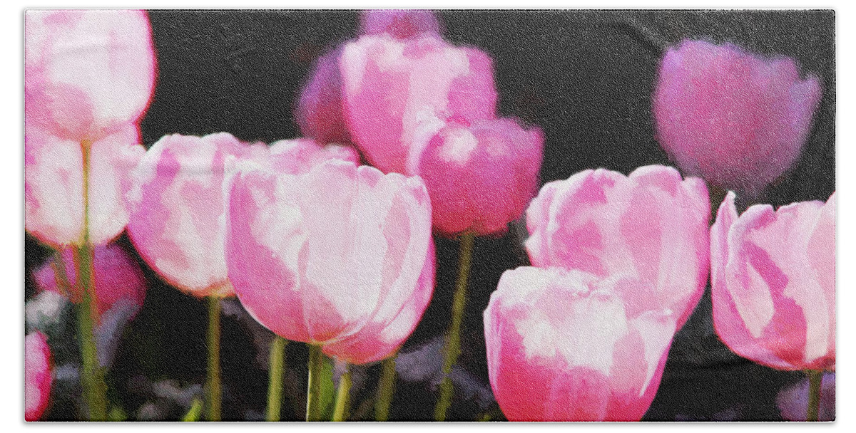 Tulips Hand Towel featuring the photograph Pink Tulips by Reynaldo Williams