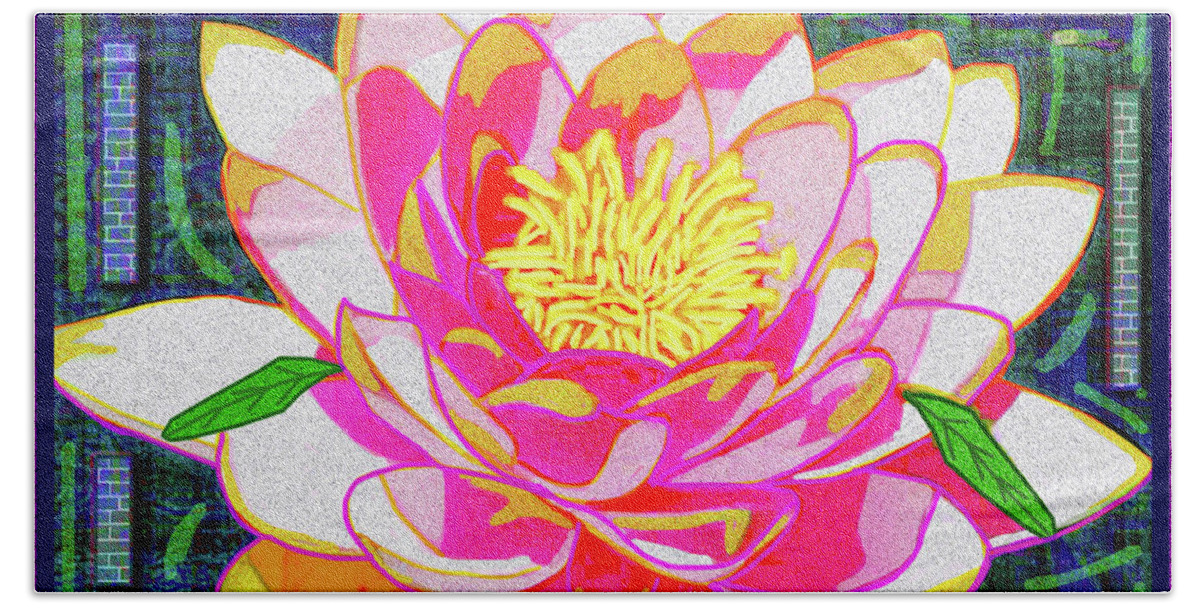 Flower Bath Towel featuring the digital art Pink Water Lily by Rod Whyte