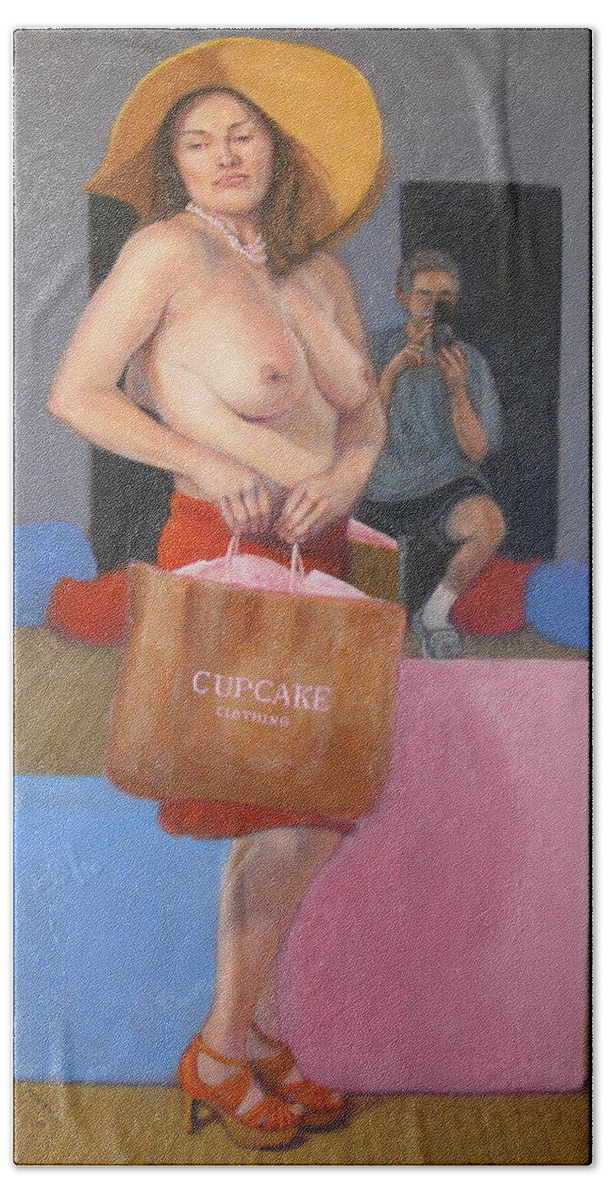 Realism Bath Towel featuring the painting Pinup #2 by Donelli DiMaria